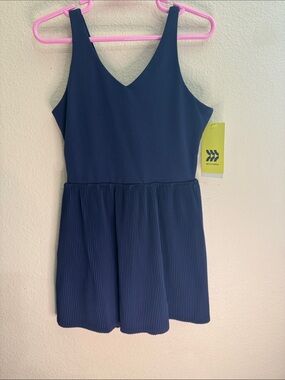 all in motion Navy V-Neck Pleated Skirt Tank Dress